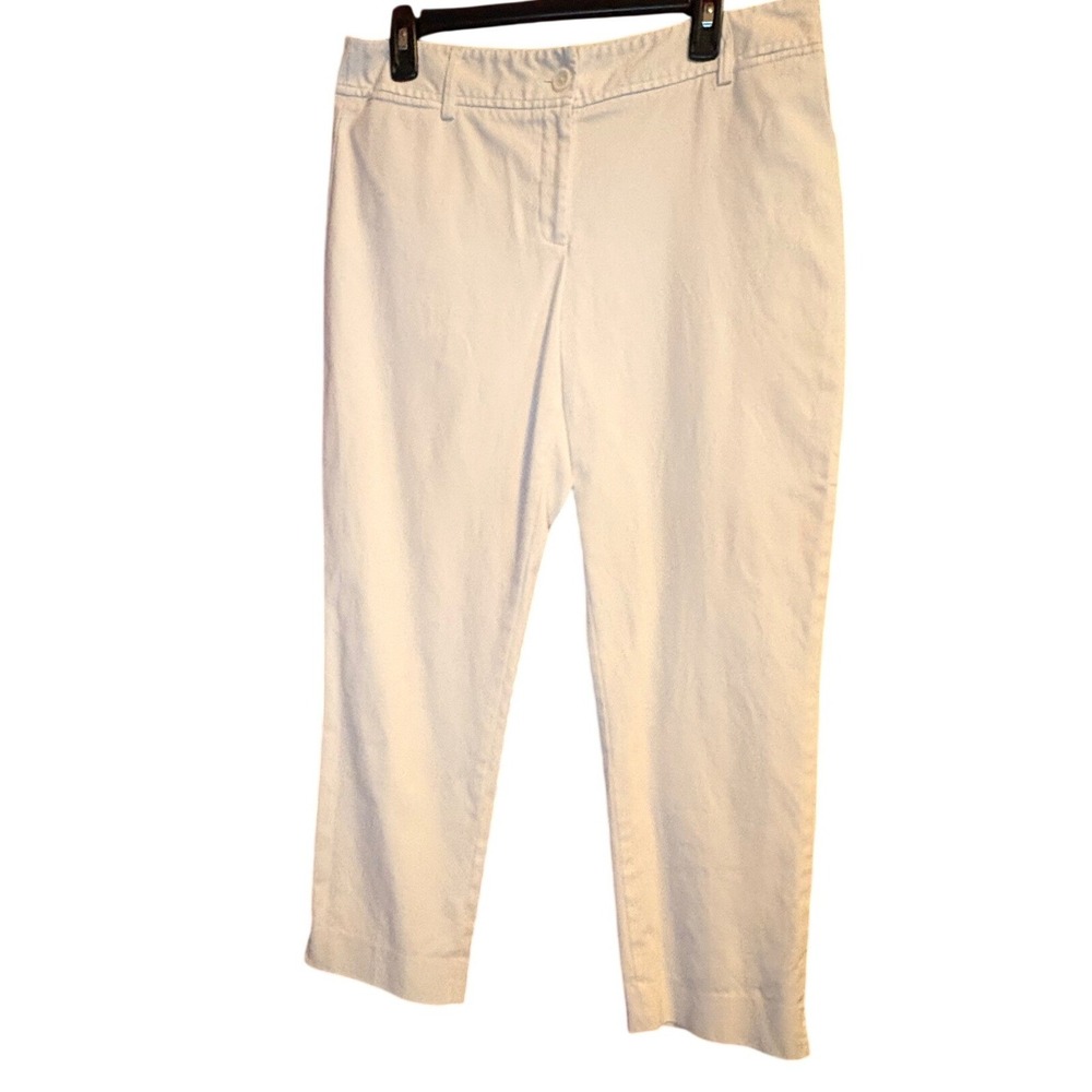 Rafaella Womens White Stretch Cotton Cropped Straight Leg Pants Size 14 RN 95615